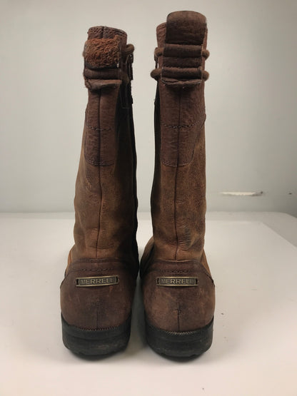 Merrell Women’s Brown Leather Vera Mid Mahogany Mid Calf Boots - 9