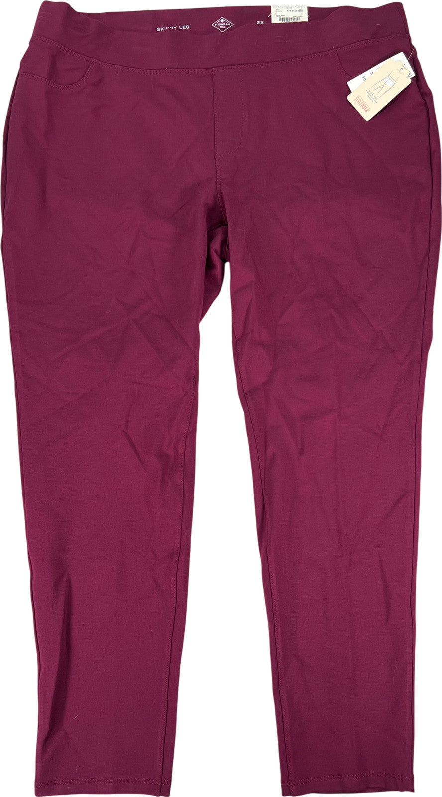 St. Johns Bay Women’s Burgundy Ruby Pull On Skinny Leg Leggings - Plus 2X