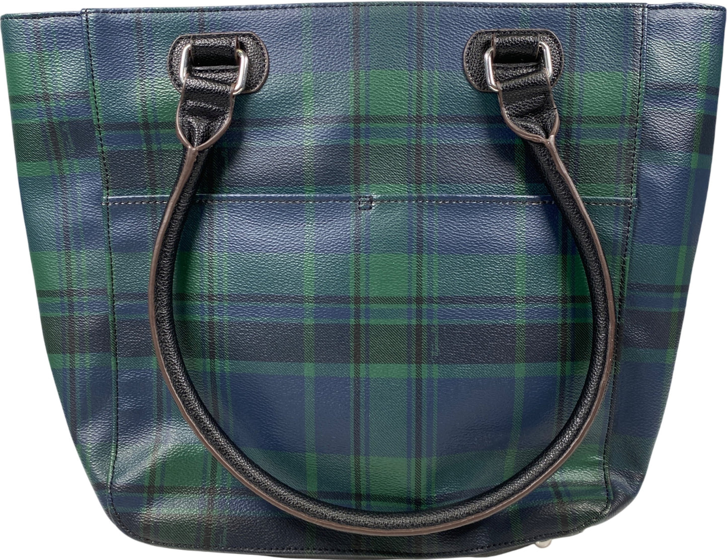 Tignanello Women’s Green/Blue Holiday Plaid Medium Tote Purse
