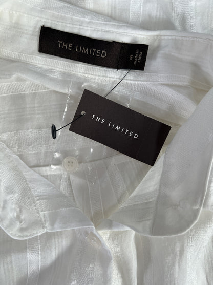 NEW The Limited Women’s White Semi-Sheer Roll Up Sleeve Button Up Shirt - S