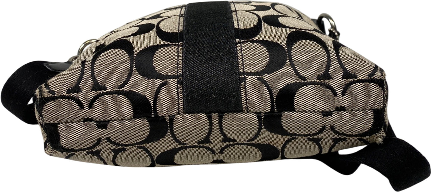 Coach Women’s Black Canvas Signature Print Stripe Small Crossbody Purse