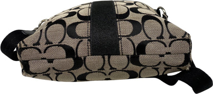 Coach Women’s Black Canvas Signature Print Stripe Small Crossbody Purse