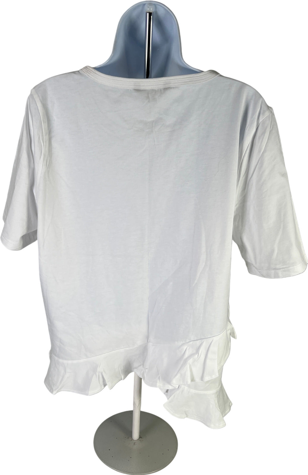 Banana Republic Women’s White Short Sleeve Ruffle Trim T-Shirt - L