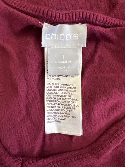 Chico’s Women’s Burgundy Long Sleeve Thin Knit Sweater - 1/US M