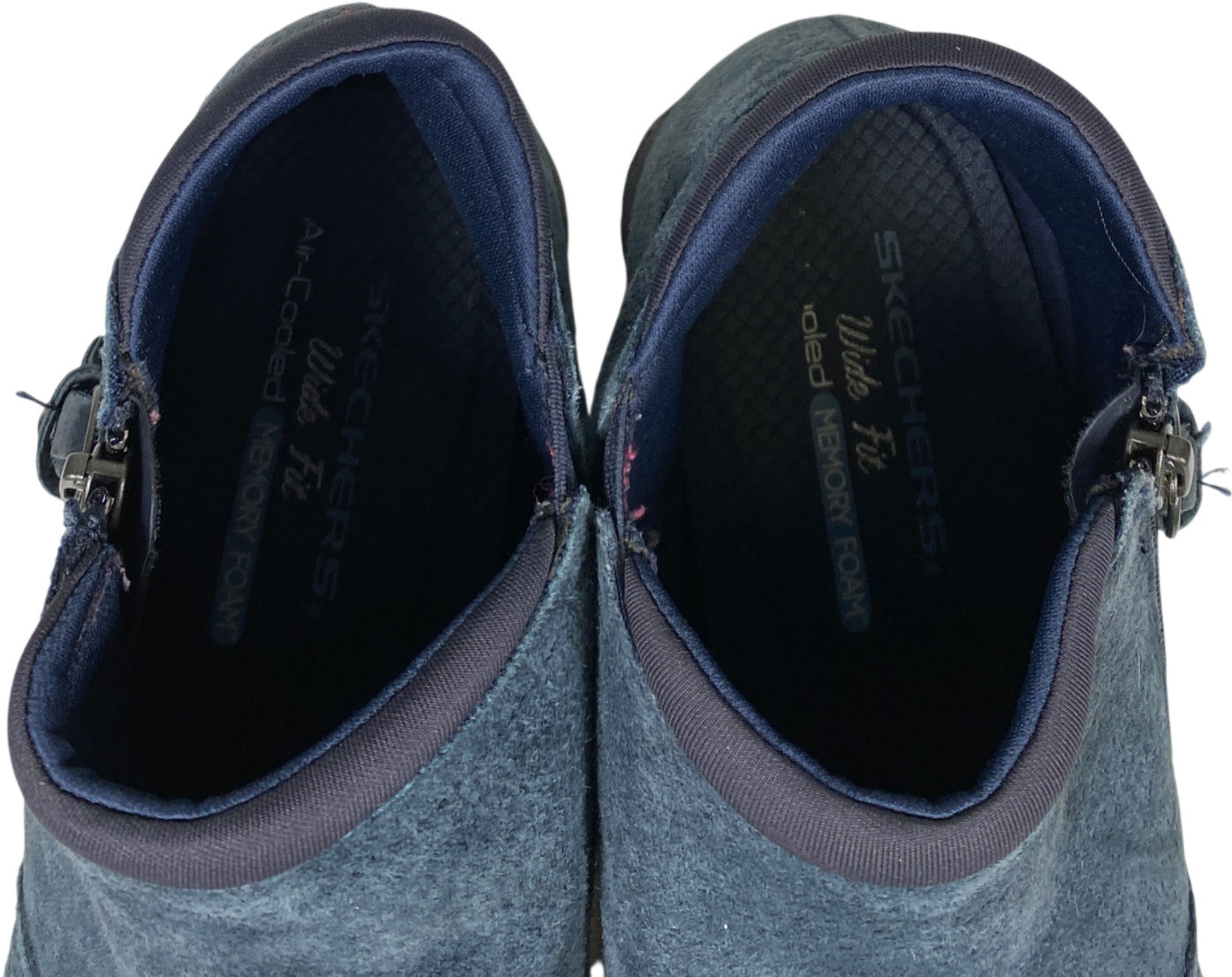 Skechers Women’s Blue Bikers Zappiest Suede Zip Ankle Boots - 8 Wide