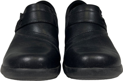 Clarks Collection Women’s Black Leather Slip On Walking Shoes - 8.5