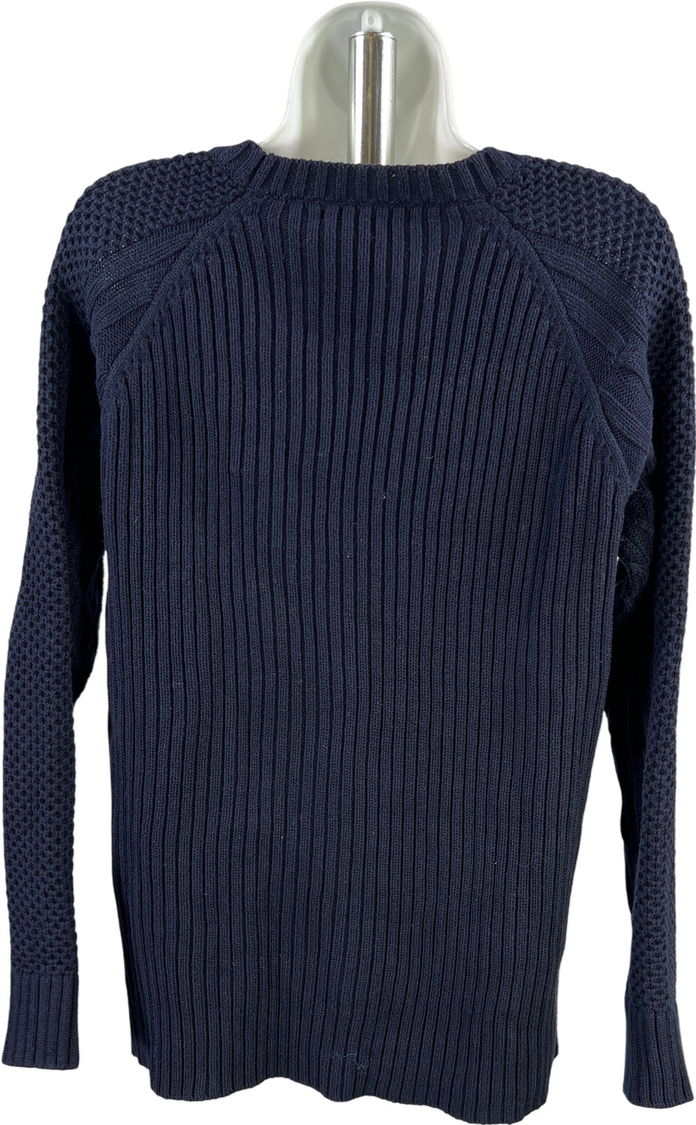 Cabi Women’s Navy Blue Cable Knit Zip Accent Long Sleeve Sweater - M