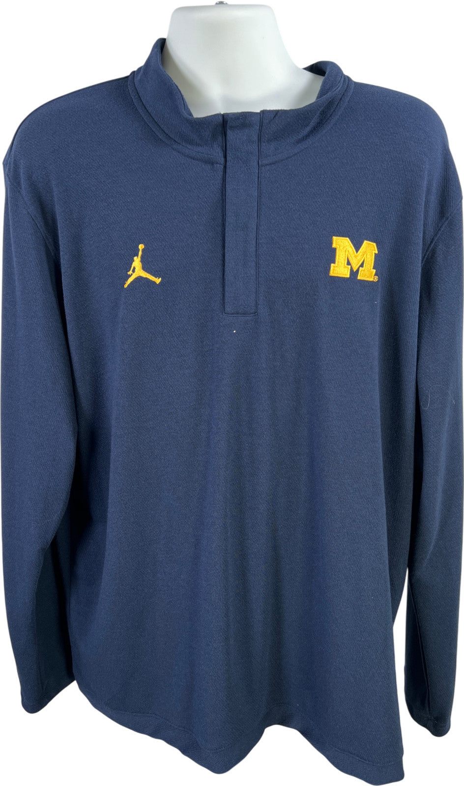 Nike Jordan Men’s Blue U of M Michigan 1/4 Zip Pullover Shirt - XXL