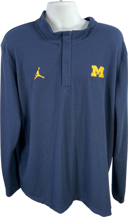 Nike Jordan Men’s Blue U of M Michigan 1/4 Zip Pullover Shirt - XXL