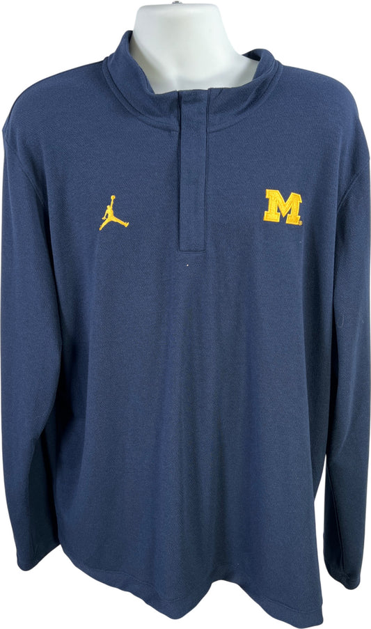 Nike Jordan Men’s Blue U of M Michigan 1/4 Zip Pullover Shirt - XXL