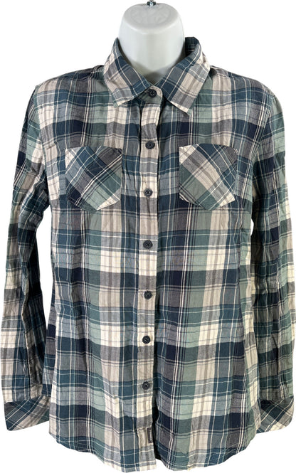 Merrell Women’s Blue Plaid Long Sleeve Button Up Flannel Shirt - S