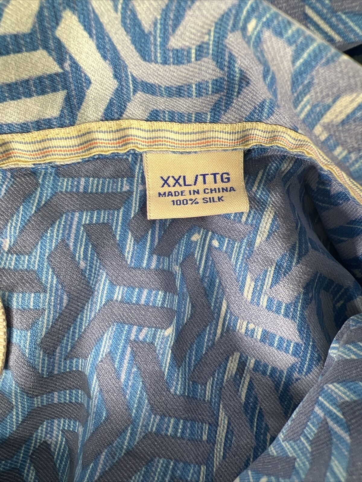 Tommy Bahama Men's Blue 100% Silk Button Up Shirt - XXL