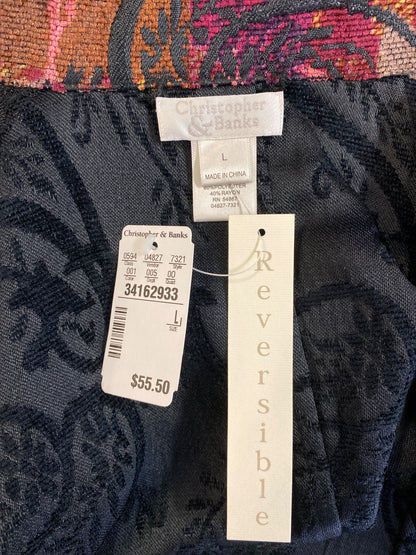 Christopher and Banks Red/Black Textile Reversible Full Zip Jacket - L