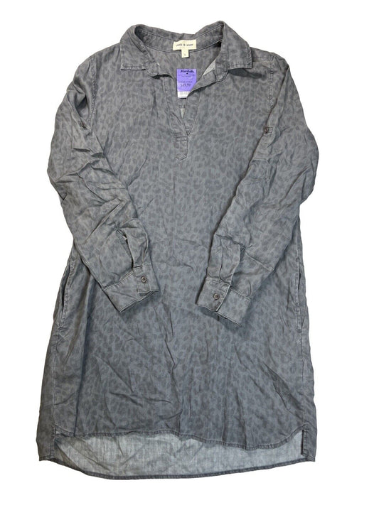 NEW Cloth and Stone Women's Gray Roll Tab Sleeve Shirt Dress - L