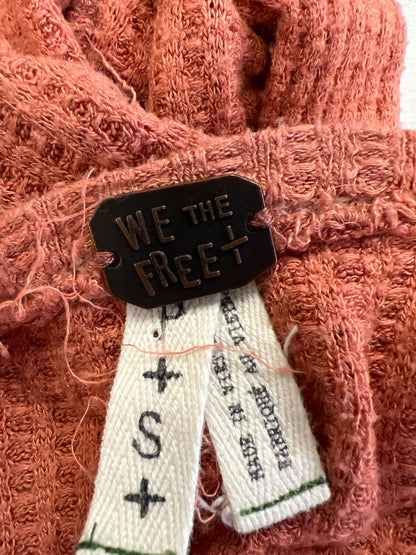 We The Free People Womens Orange/Pink Waffle Knit Long Sleeve Sweater - S Petite