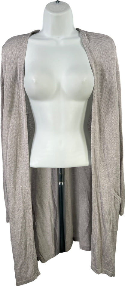 J.Jill Women’s Gray Thin Open Knit Long Cardigan Sweater - L Petite