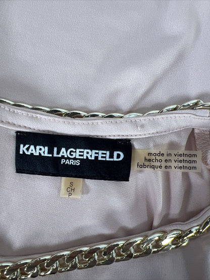 Karl Lagerfeld Women's Pink Chain Neck Sleeveless Top - S