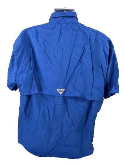 Columbia Camisa deportiva azul PFG de manga corta con botones para hombre - XL