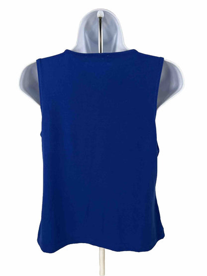 Calvin Klein Women's Blue Sleeveless Drape Neck Top - M Petite