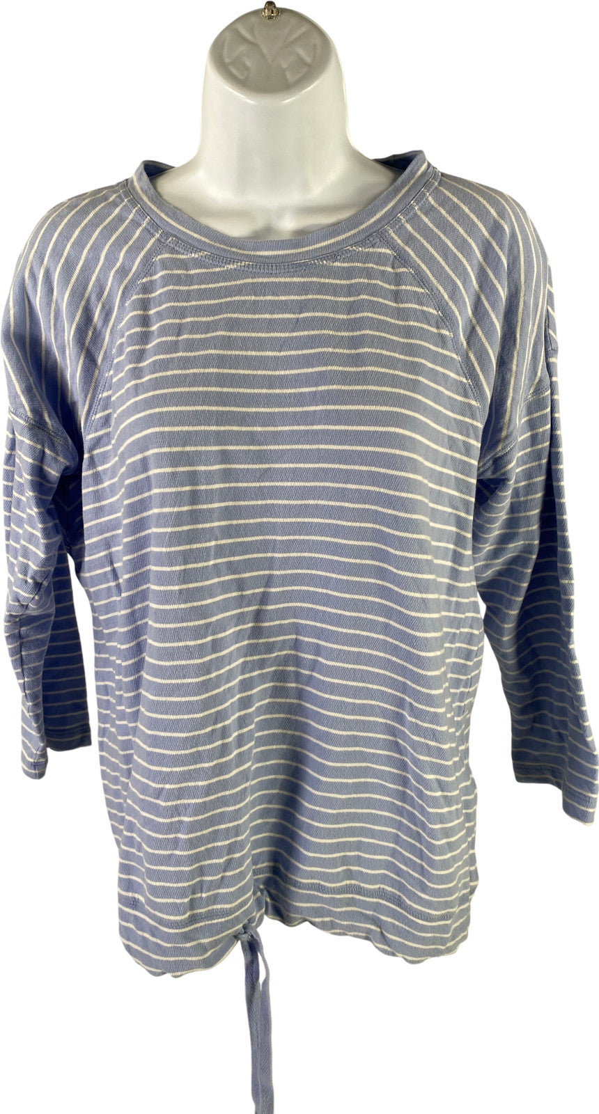 J.Jill Women’s Blue Striped 3/4 Wrist Length Sleeve Tie Front T-Shirt - S