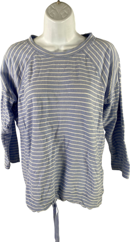 J.Jill Women’s Blue Striped 3/4 Wrist Length Sleeve Tie Front T-Shirt - S
