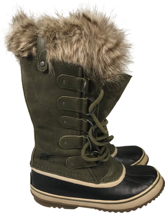 Sorel Women’s Green Joan of Arctic Faux Fur Trim Winter Boots - 8
