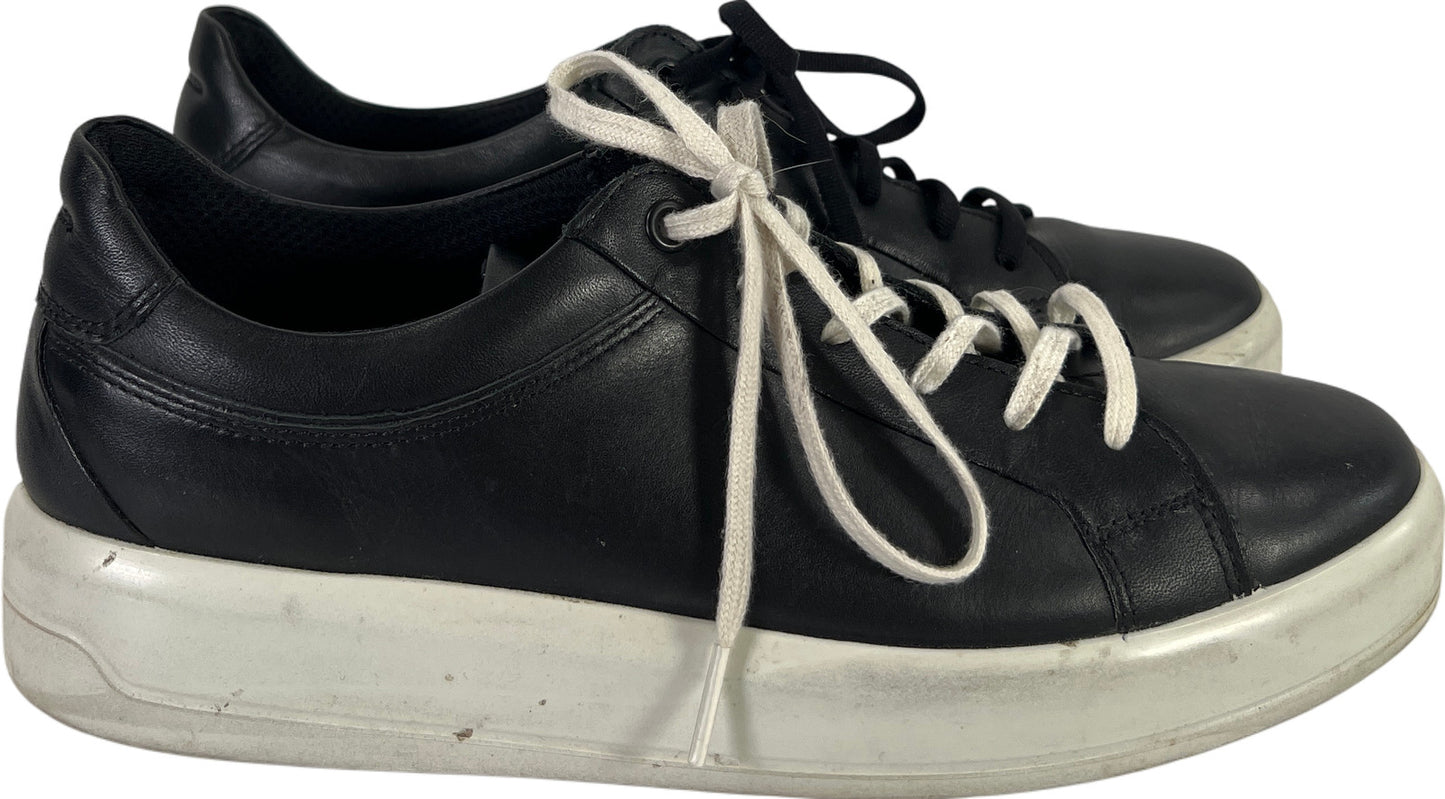 Ecco Women’s Black Leather Lace Up Casual Sneakers - 41/ US 10/10.5