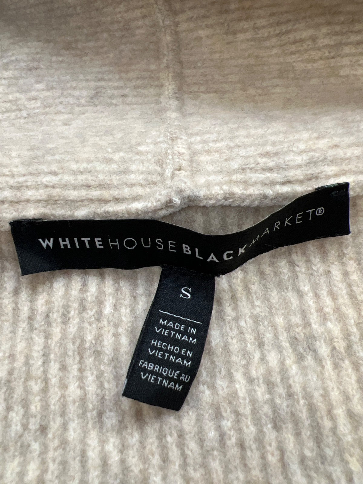 White House Black Market Women’s Beige Fringe Trim Wrap Sweater - S