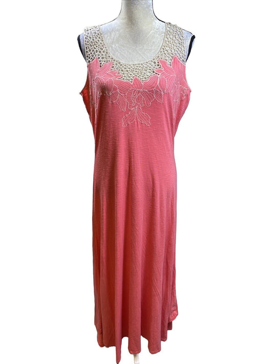 Soft AroundingsVestido largo bordado rosa para mujer - M