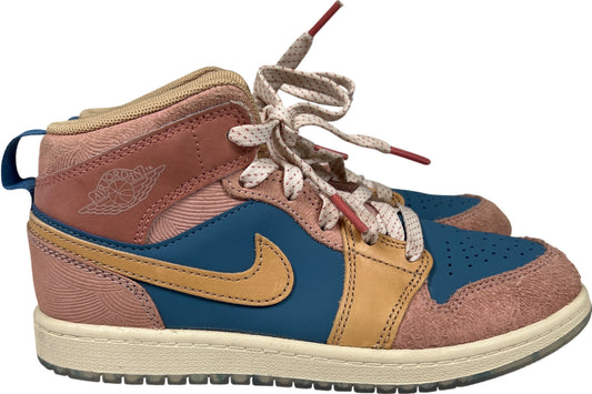 Nike Boys Big Kids Pink/Blue Air Jordan 1 Mid Zen Sneakers - 3Y