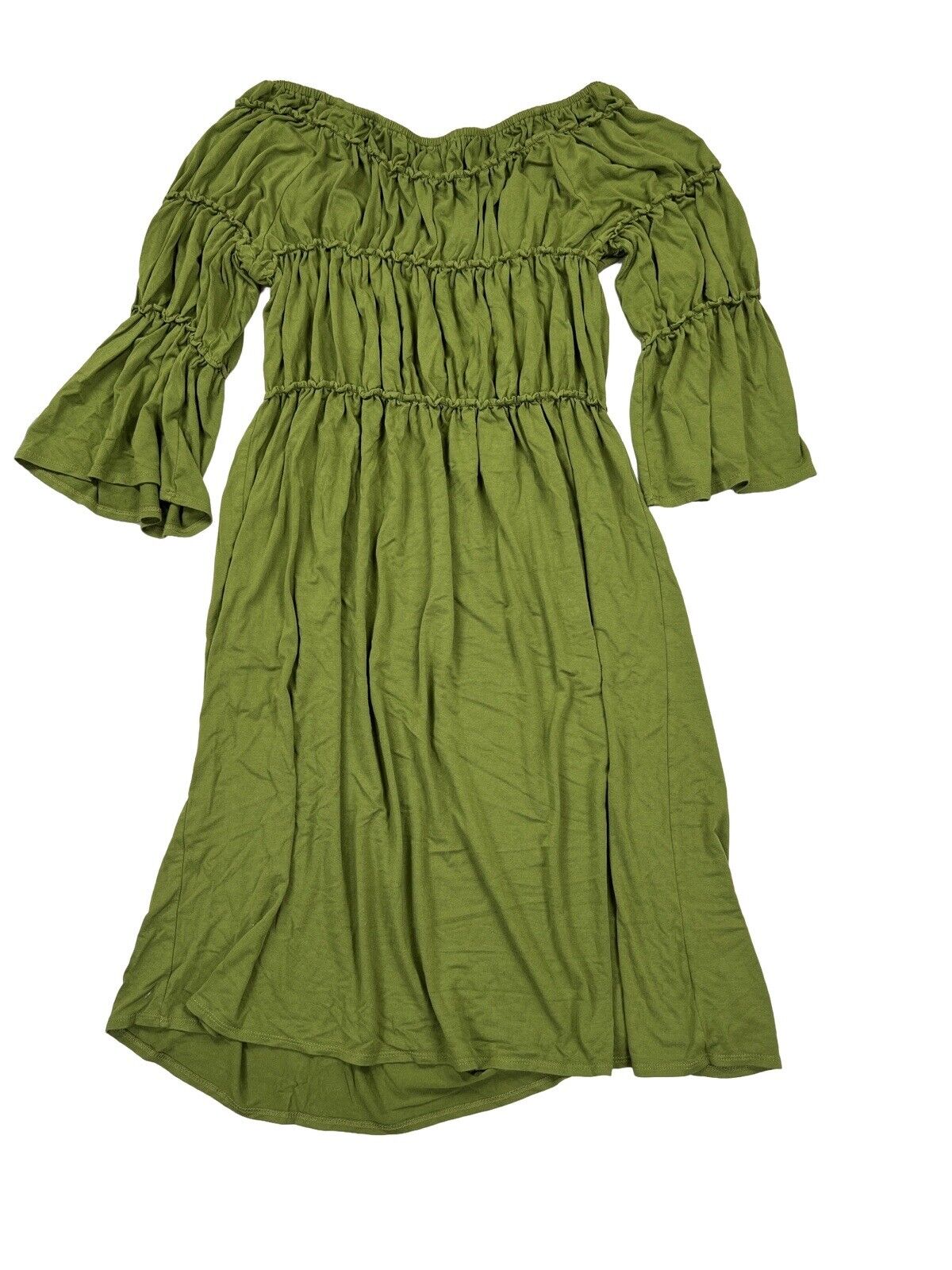 Max Studio Women's Green 3/4 Sleeve Boho Style Dress - L