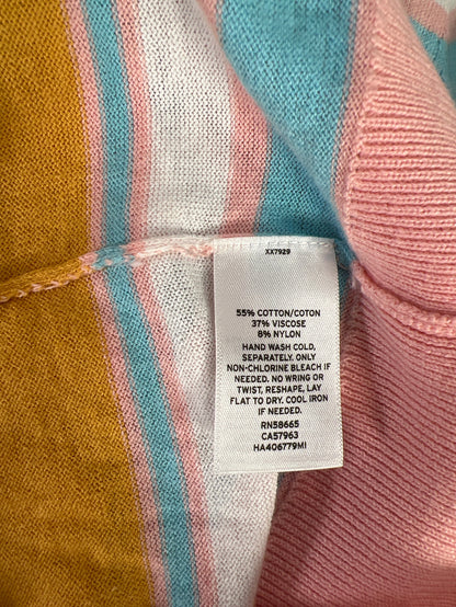 Halogen Women’s Pink Striped Thin Knit Long Sleeve Cardigan Sweater - S