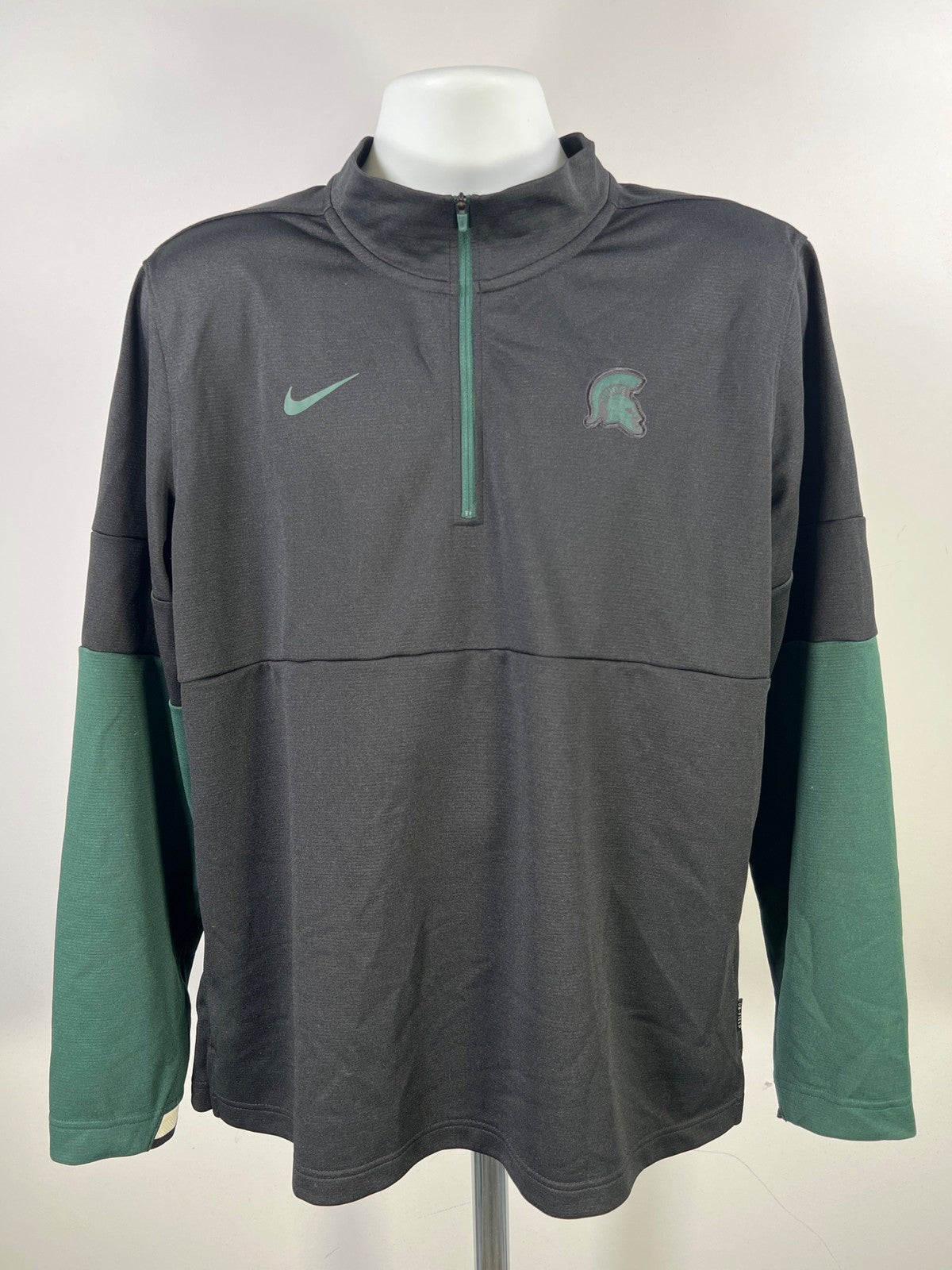 Nike Men’s Black Michigan State Spartans 1/4 Zip Pullover Athletic Jacket - L