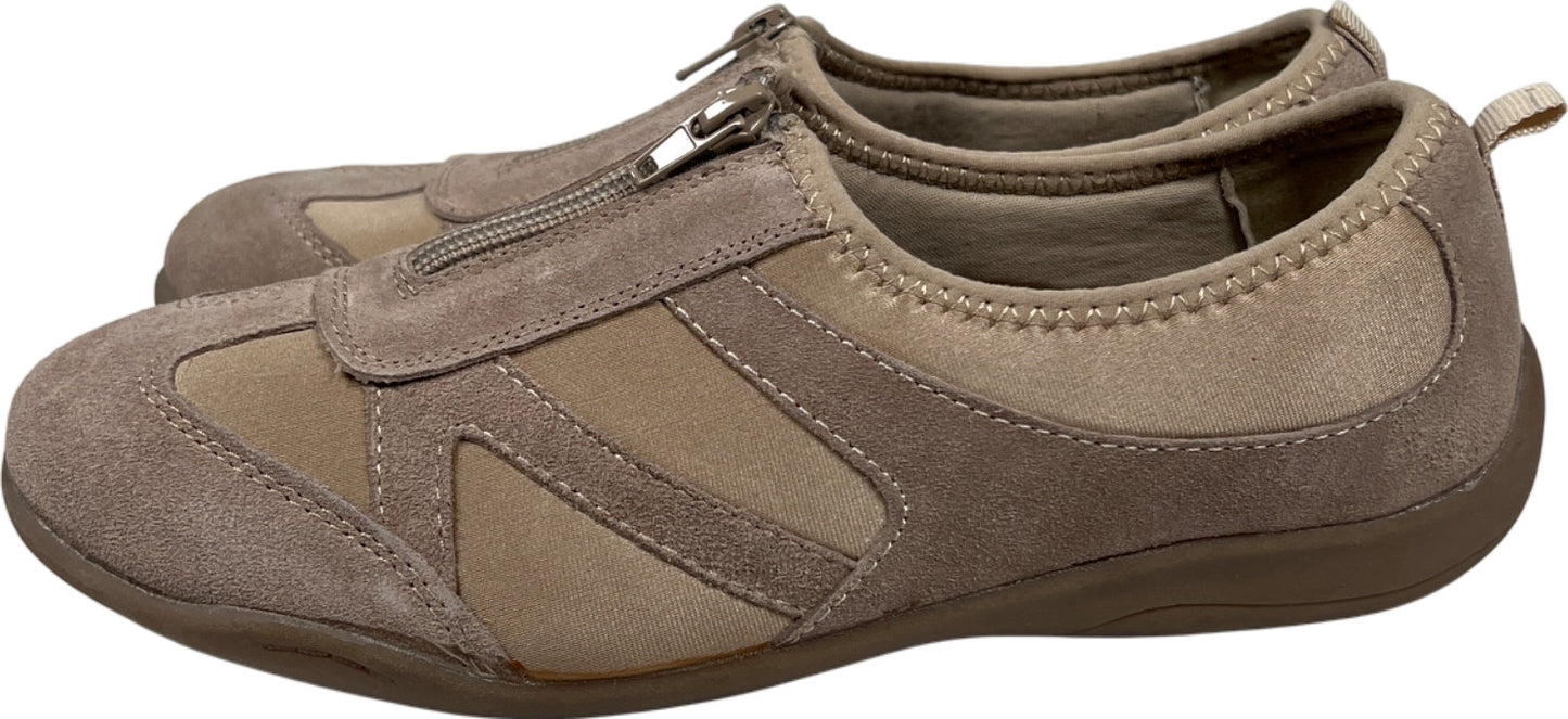Cobbie Cuddlers Women’s Taupe/Beige Suede Zip Top Walking Shoes - 9