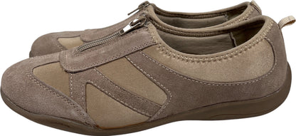 Cobbie Cuddlers Women’s Taupe/Beige Suede Zip Top Walking Shoes - 9