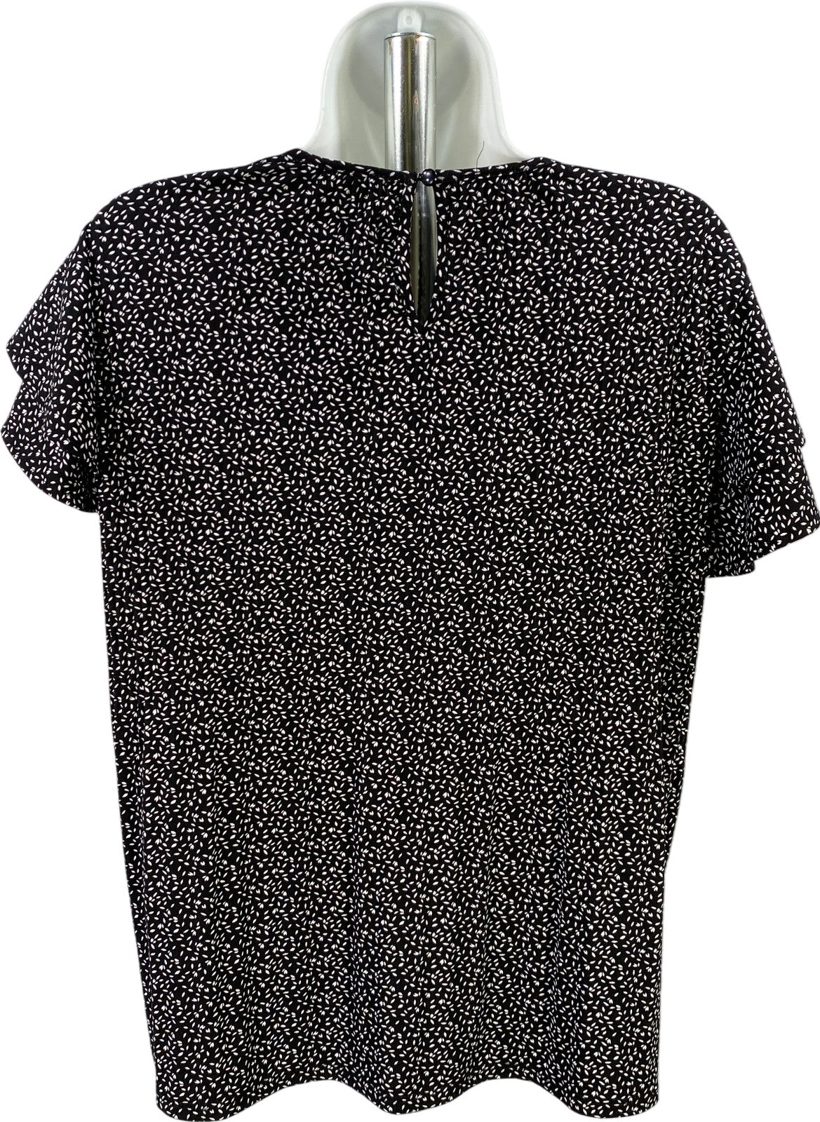 Adrianna Papell Women’s Black Short Ruffle Sleeve Blouse - S