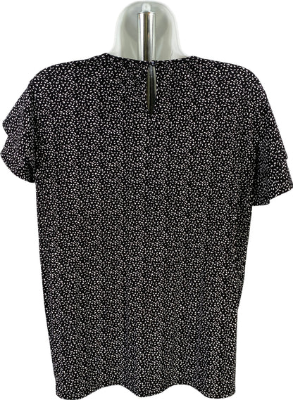 Adrianna Papell Women’s Black Short Ruffle Sleeve Blouse - S