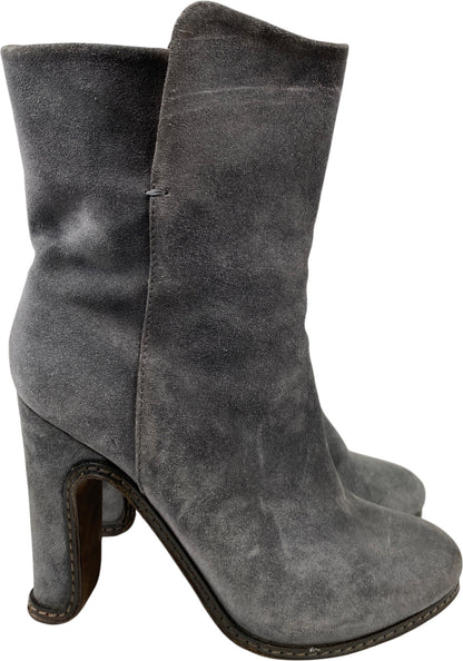 Leifsdottir Women’s Gray Suede Heeled Mid Calf Fashion Boots - 38/US 7.5