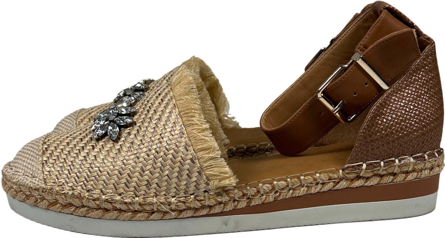 Crown Vintage Women’s Beige/Brown Bonire Woven Platform Ankle Strap Sandals - 10