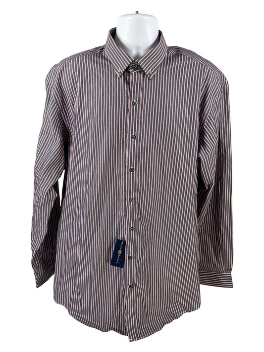 NEW Club Room Men's Blue Striped Pinpoint Dress Shirt - 18 / 36/37