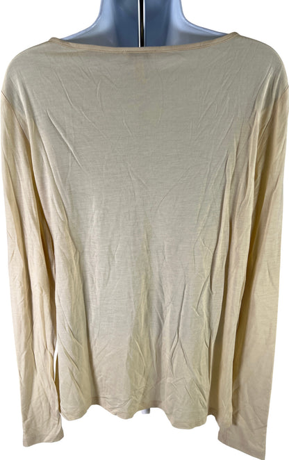 J. Jill Women’s Pale Yellow Long Sleeve Stretch T-Shirt - L