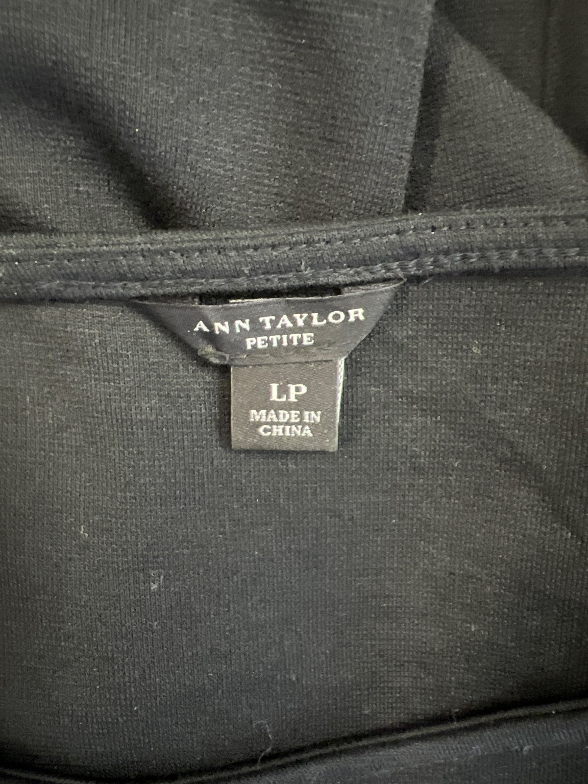 Ann Taylor Women’s Black 3/4 Sleeve Faux Leather Trim Blouse - L Petite