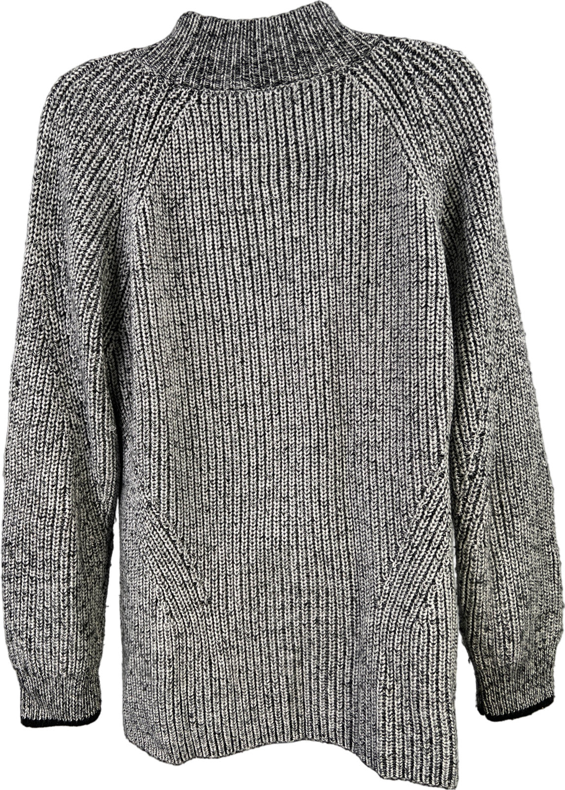 Calvin Klein Women’s Black/White Mock Neck Long Sleeve Knit Sweater - L