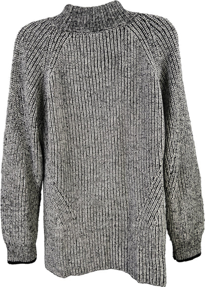 Calvin Klein Women’s Black/White Mock Neck Long Sleeve Knit Sweater - L