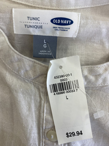 Old Navy Women’s Beige/Ivory Plaid Linen Tunic Blouse - L
