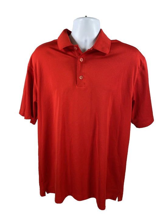 Nike Men's Red Short Sleeve Polyester Golf Polo Shirt - L