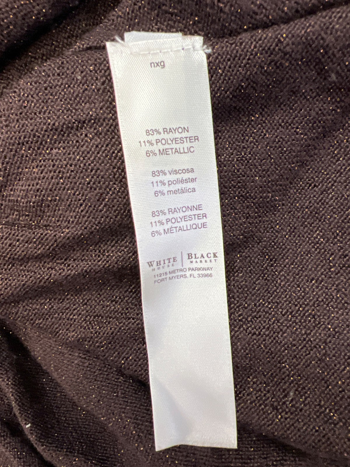 White House Black Market Women’s Brown Metallic Short Sleeve Sweater - XS