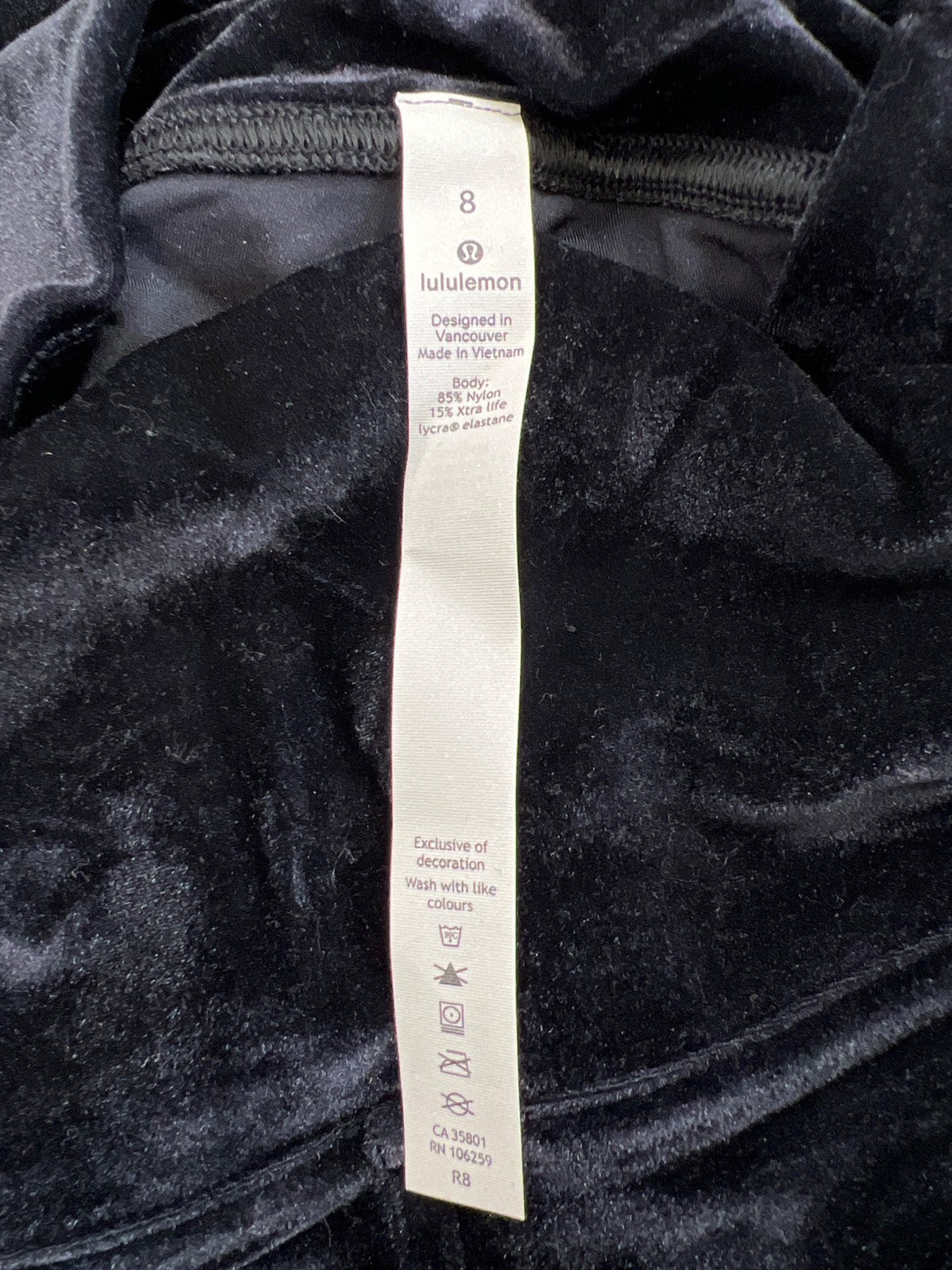 Lululemon Women’s Black Wunder Lounge High Rise Velvet 28” Tight Pants - 8