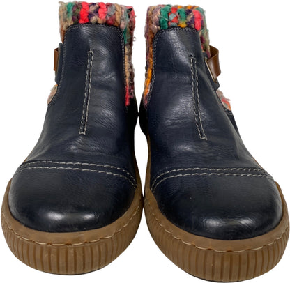 Rieker Women’s Navy Blue Leather/Wool Felicitas 84 Ankle Boots - 42/US 11