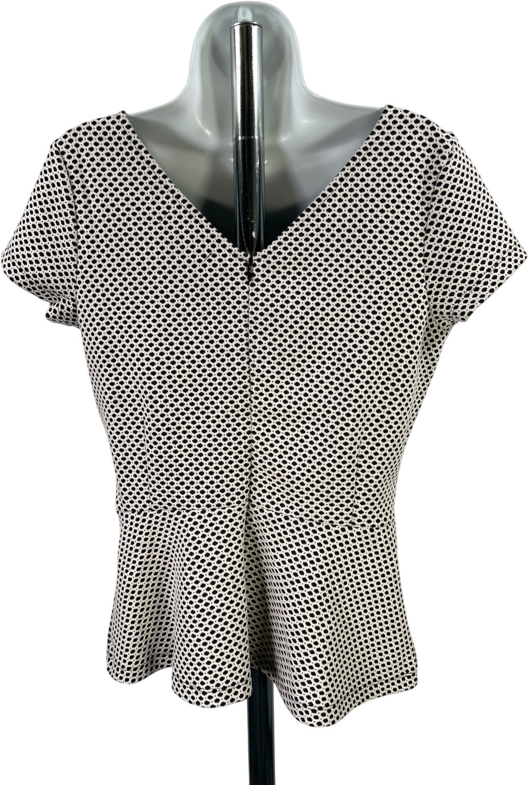 Banana Republic Women’s White/Black Short Sleeve Peplum Blouse - 10